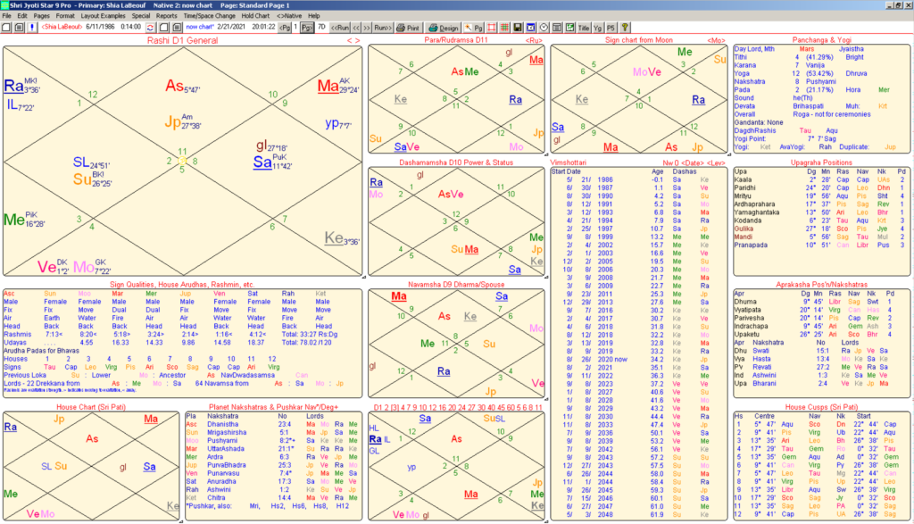 jyotish astrology chart of Shia LaBeouf